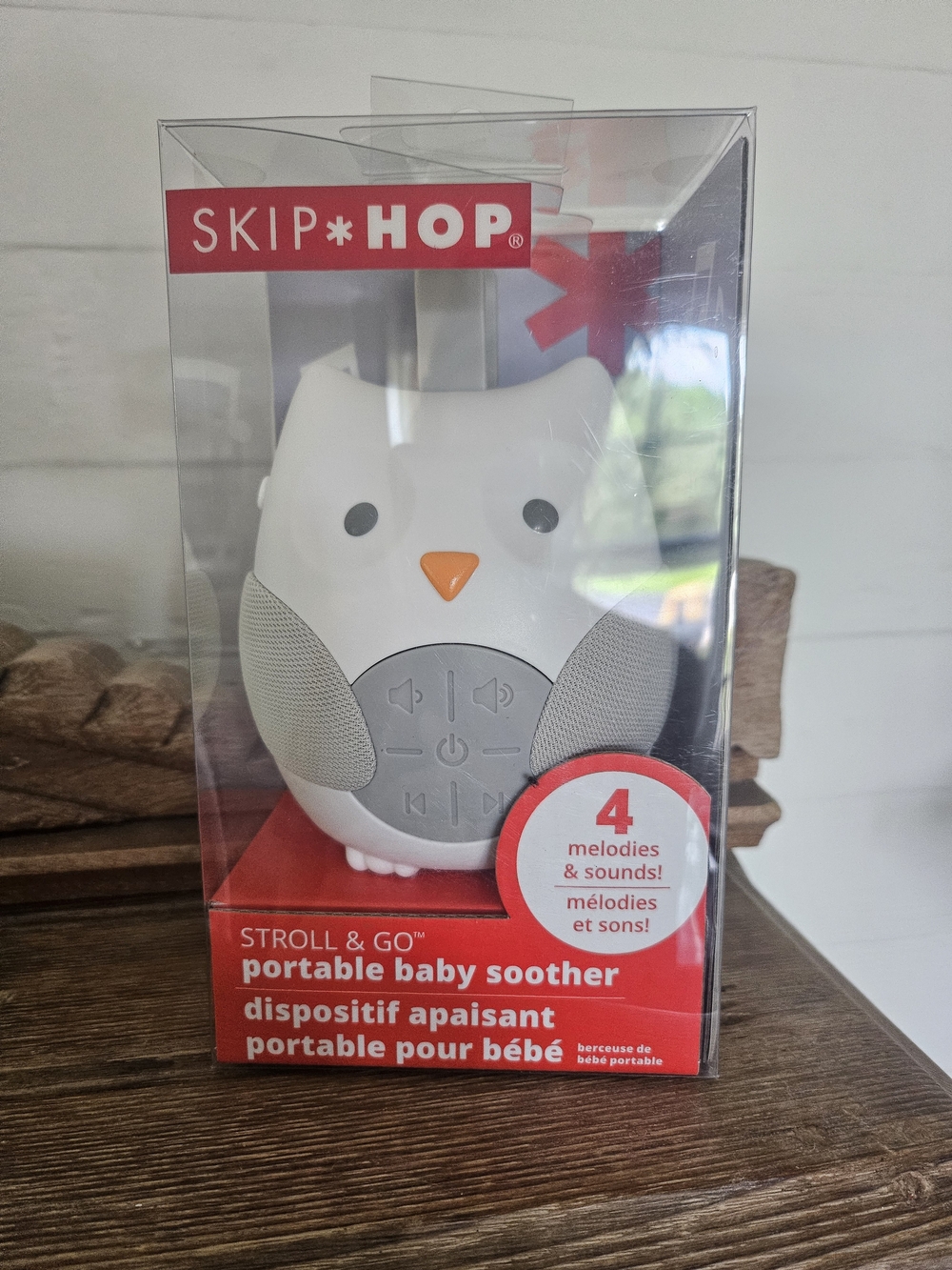Skip Hop Owl Stroll & Go Portable Baby Soother - White & Gray with Orange Beak